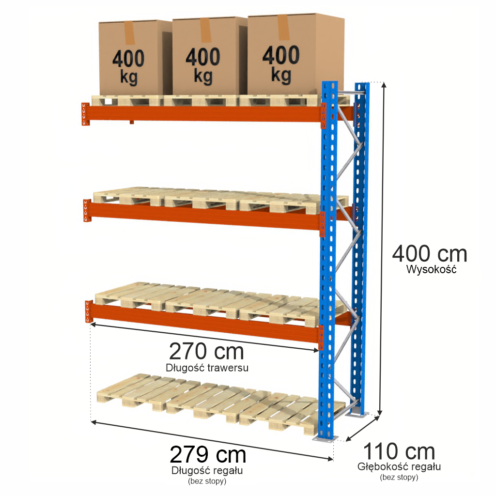 Mega-M XR Scaffale portapallet H400x279 cm aggiuntivo