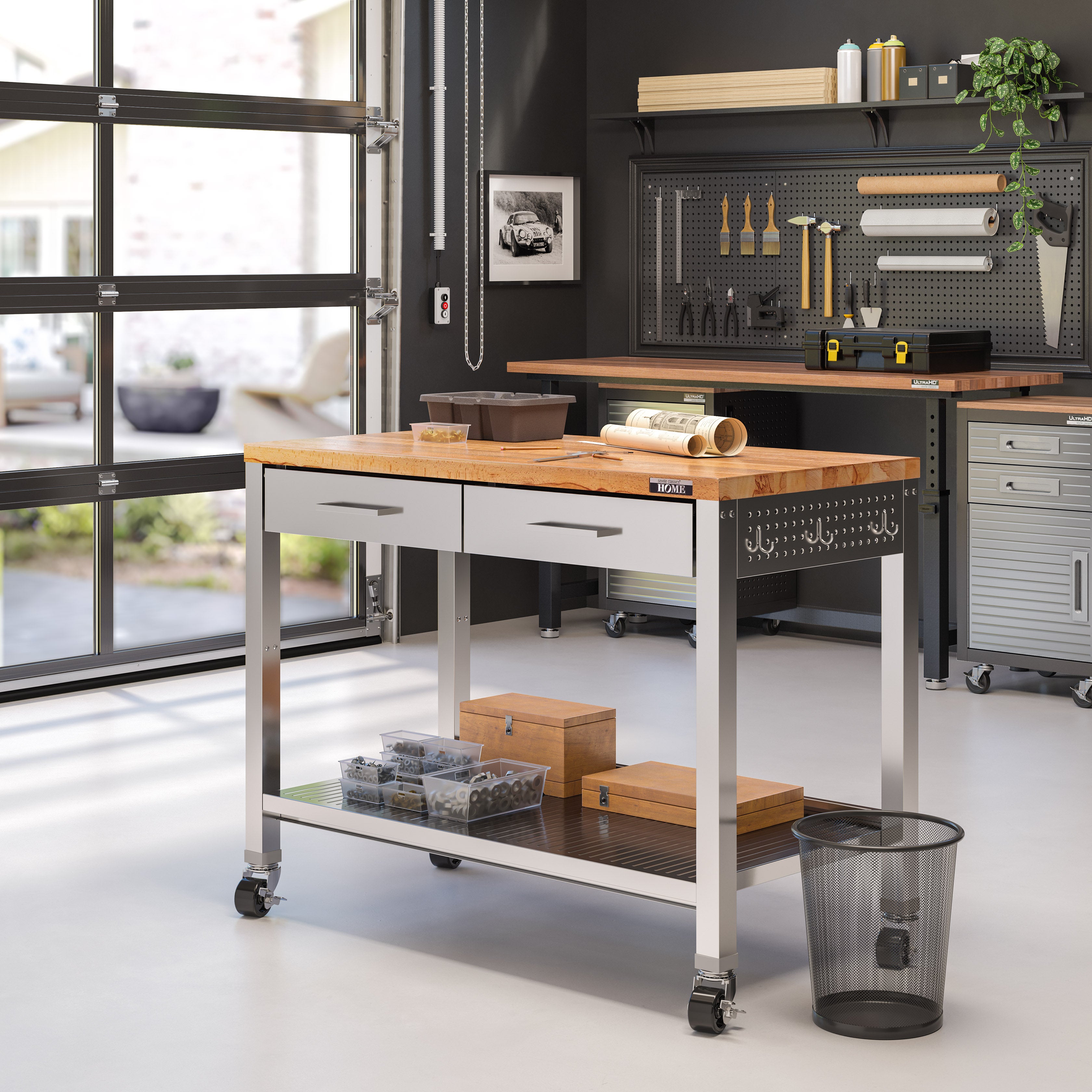 Seville Classics Home isola cucina acciaio 122 cm con ruote
