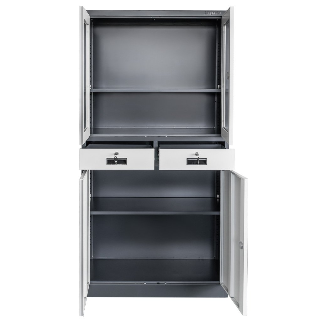 Mega-M WENUS Armadio Ufficio Metallo Vetro 90x40x185