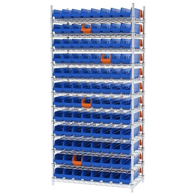 Akro-Mils AWS183636448 Scaffale Filo 12 Ripiani 96 Box