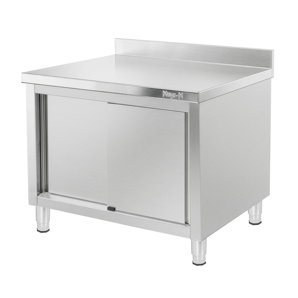 Mega-M Tavolo gastronomico inox 100x60x85 cm a muro armadio