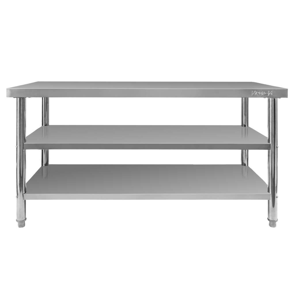 Mega-M X Standard 160x60x85 tavolo inox centrale 2 ripiani