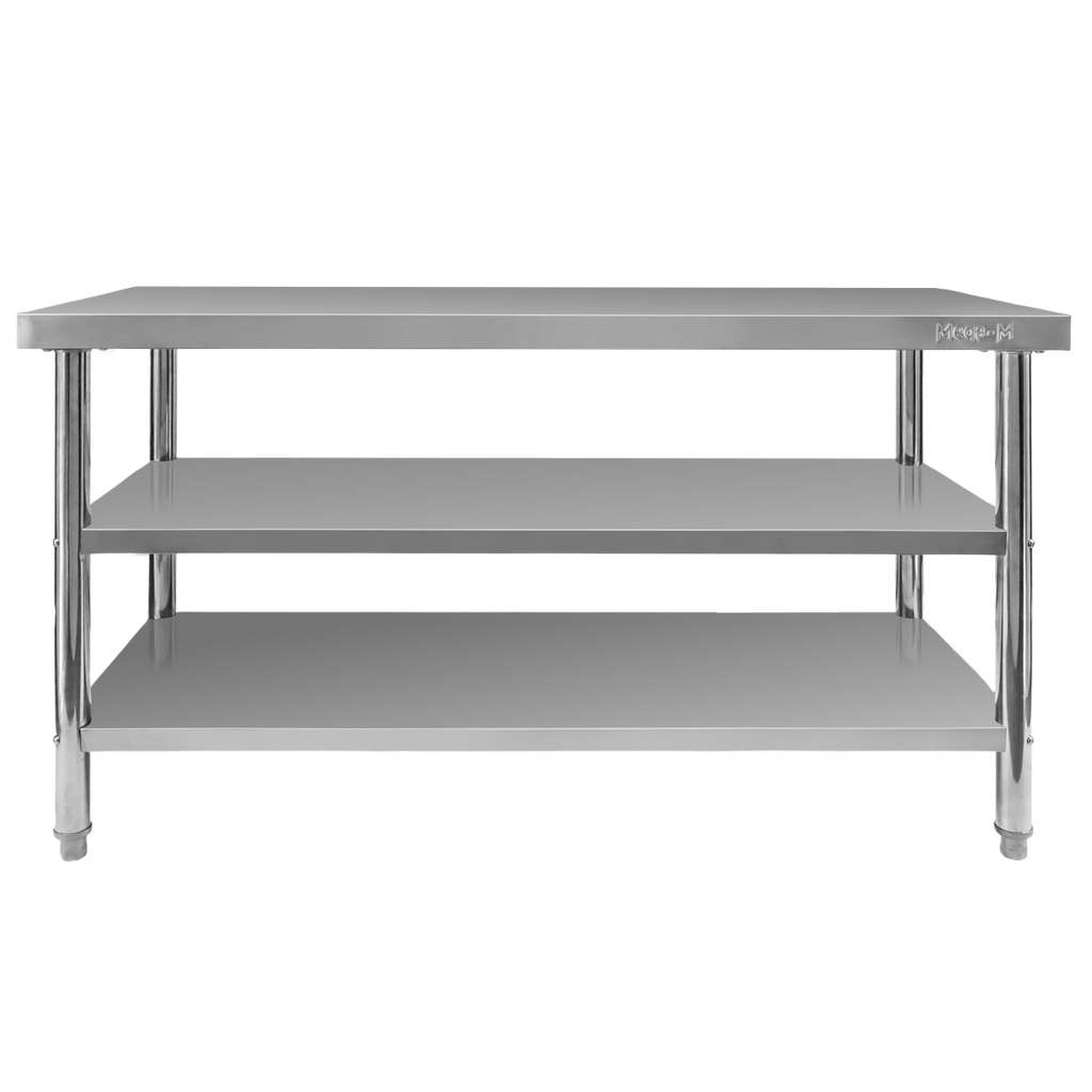 Mega-M X Standard 150x70x85 tavolo inox centrale 2 ripiani