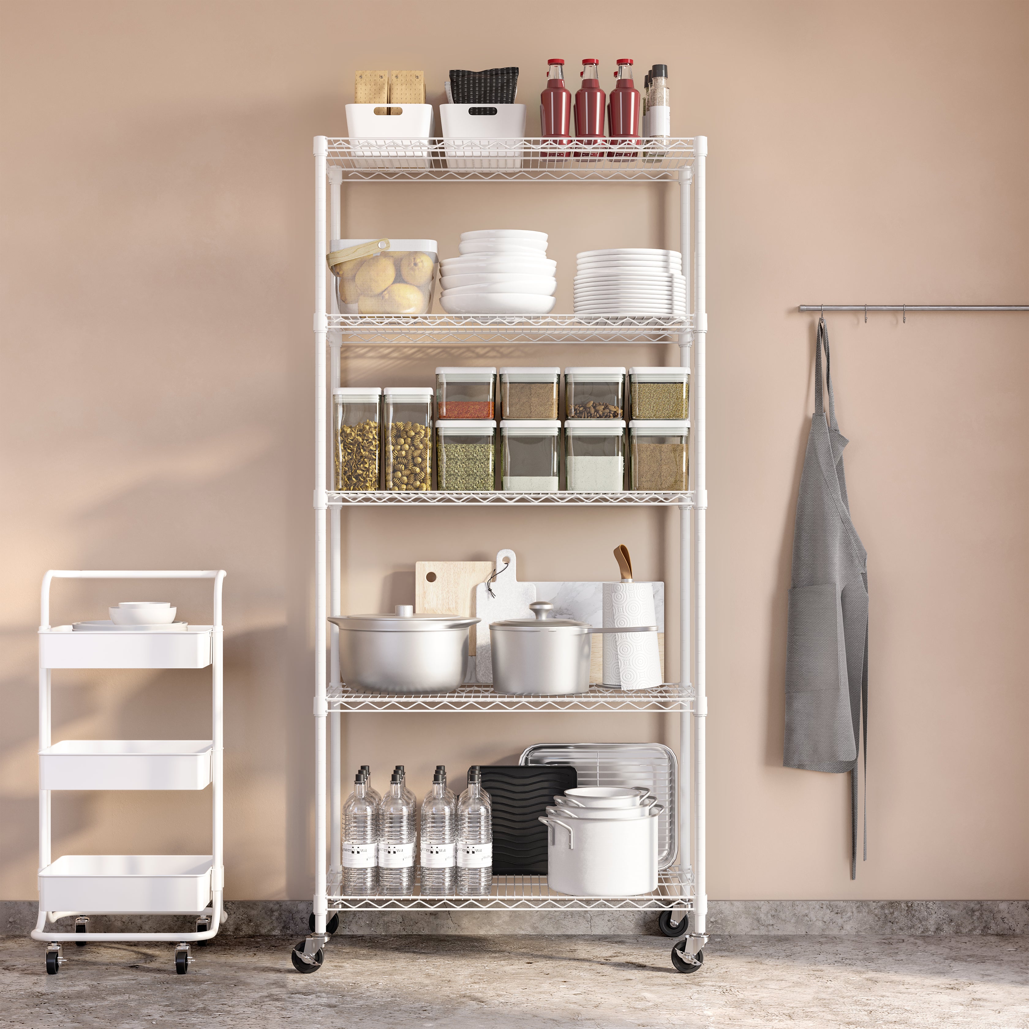 Seville Classics Scaffale Filo Acciaio 5 Ripiani Bianco 91x36 cm
