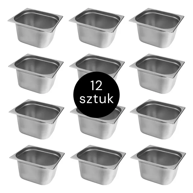 Mega-M Contenitori GN 1/2 inox 32,5x26,5x20 set 12 pezzi