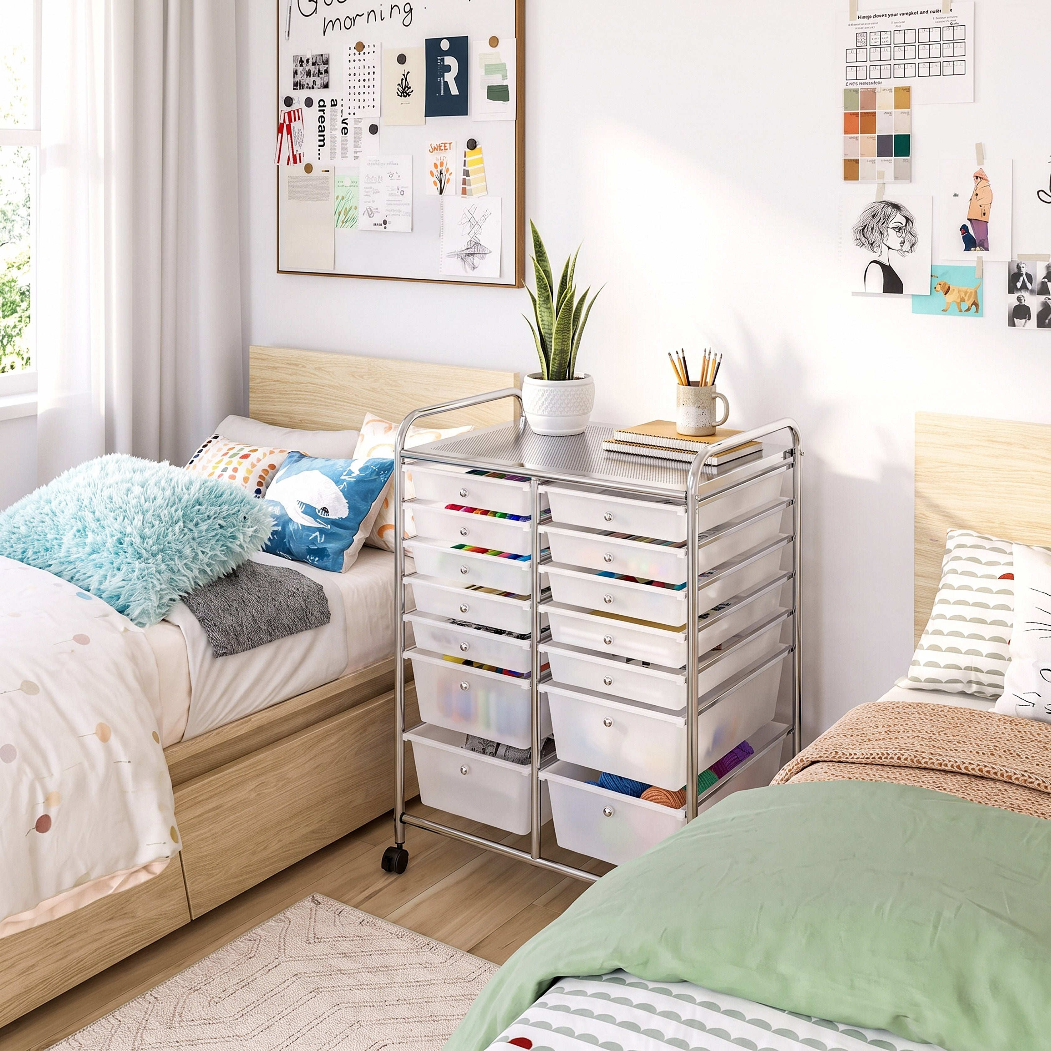 Seville Classics Carrello Organizer 12 Cassetti Bianco
