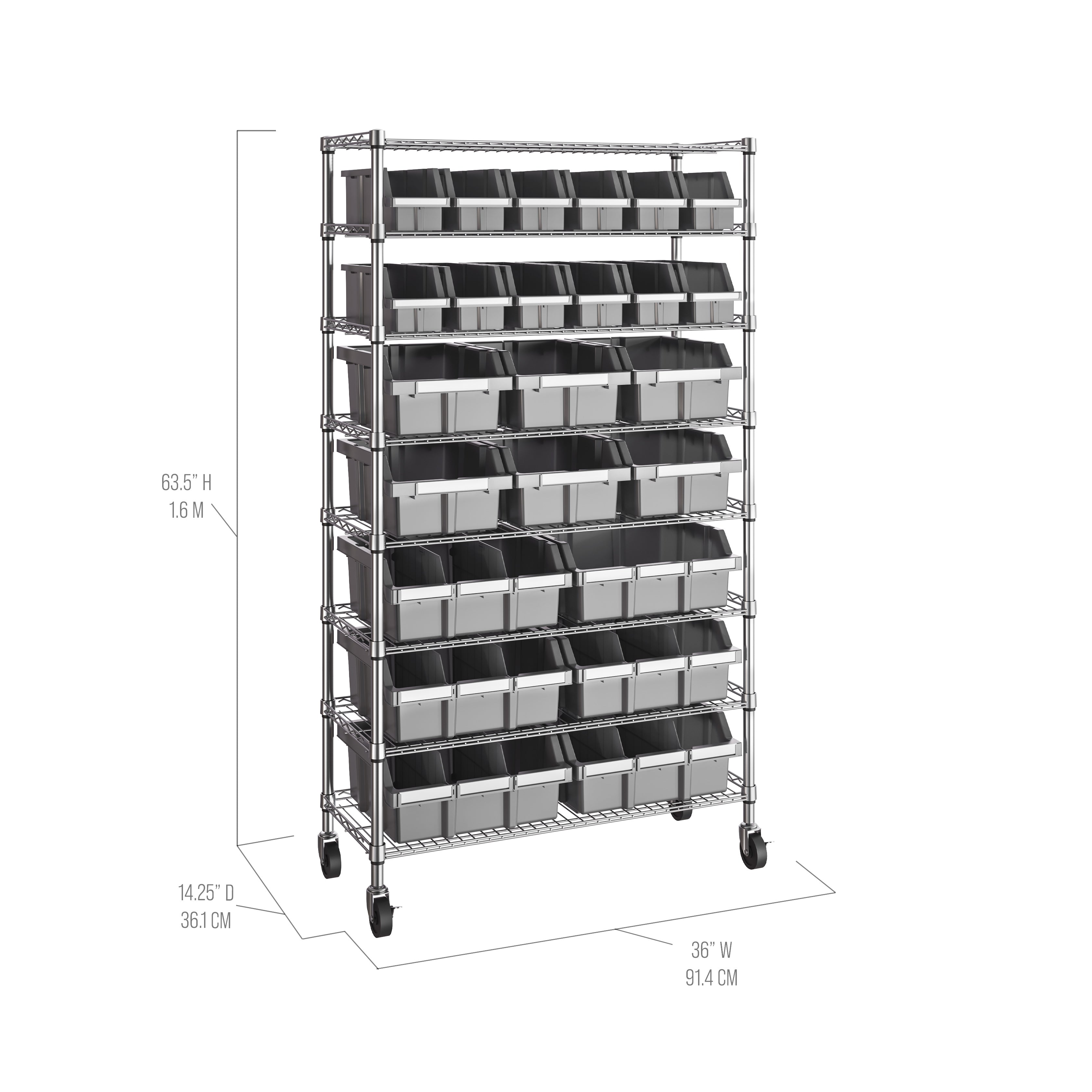 Seville Classics scaffale 24 box 8 ripiani 91x36 cm portata 227 kg