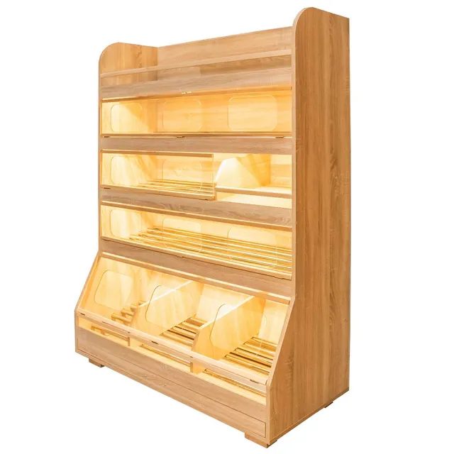 Scaffale pane 180x125x60 LED rovere 5 ripiani