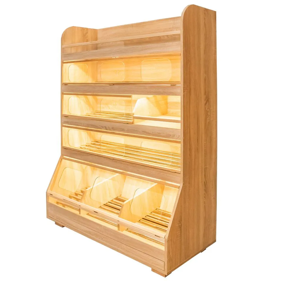 Scaffale pane 180x125x60 LED rovere 5 ripiani