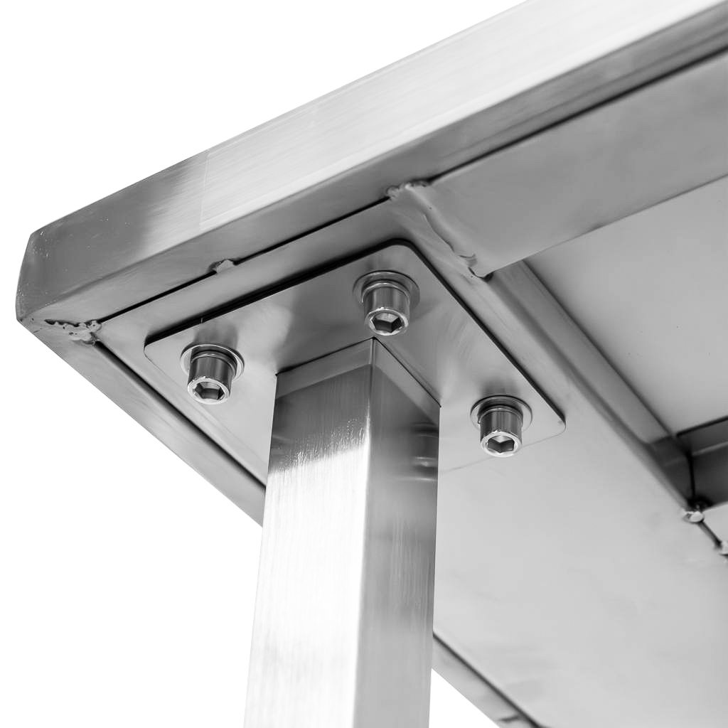 Mega-M tavolo inox centrale 200x80 cm con ripiano