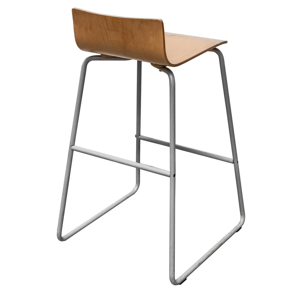 Sgabello bar compensato H 89 cm telaio metallo grigio