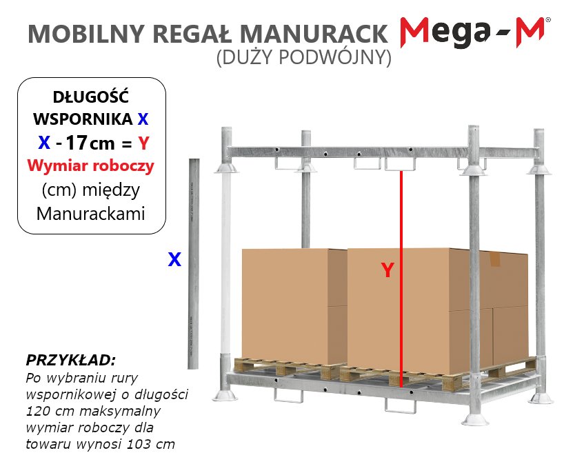 Manurack tubo supporto scaffale mobile 120x6 cm zincato