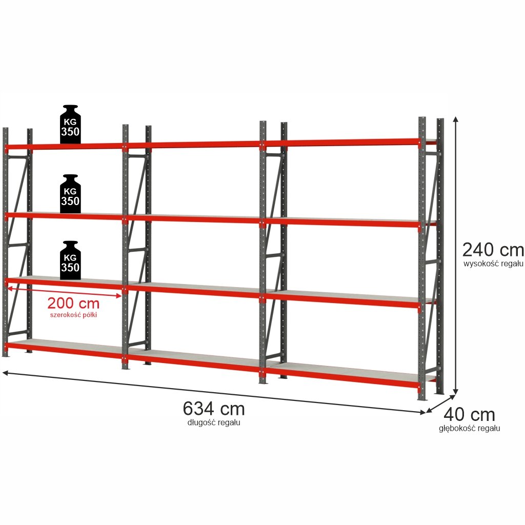 Mega-M Fortis Scaffale 12 Ripiani H240 L634 G40