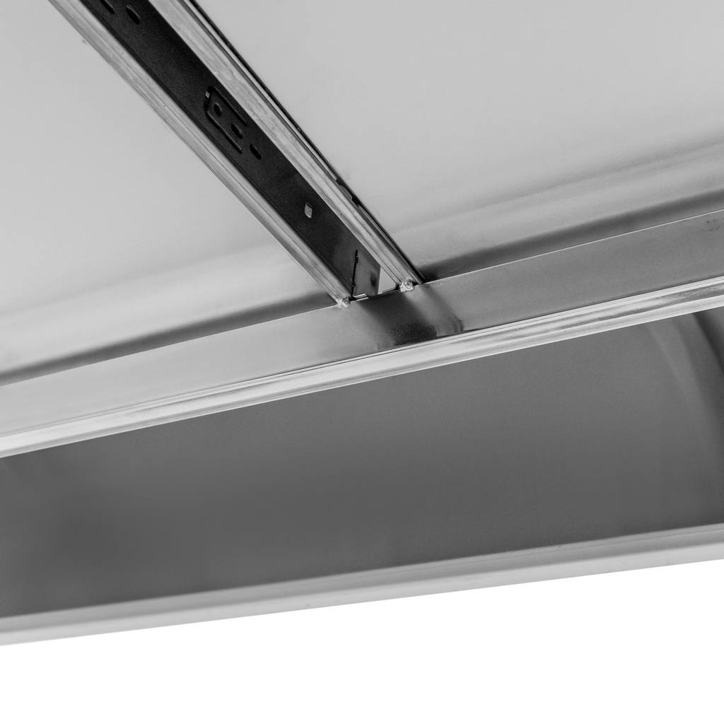 Mega-M tavolo inox 180x70x85 3 cassetti ripiano alzatina