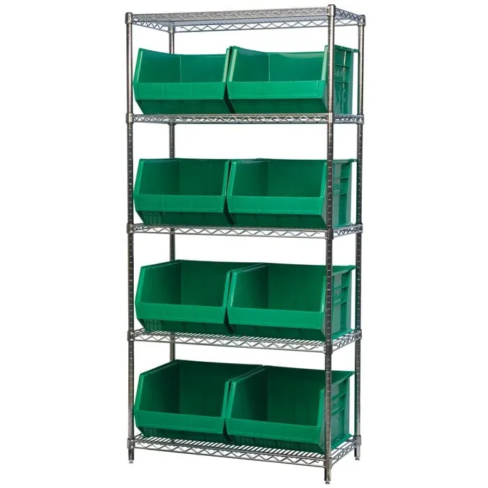Akro-Mils AWS183630270 scaffale filo 5 ripiani con 9 vaschette