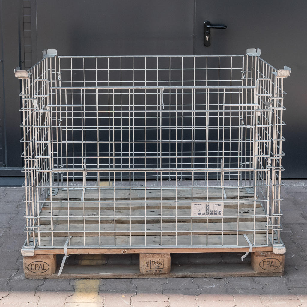 Gitterbox 120x80 cm cesta rete pallet sportello lungo