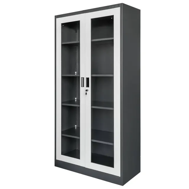 Mega-M Wenus armadio metallico con vetro 90x40x185 cm grafite