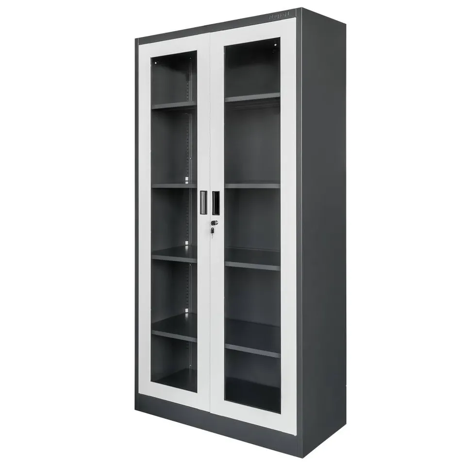 Mega-M Wenus armadio metallico con vetro 90x40x185 cm grafite