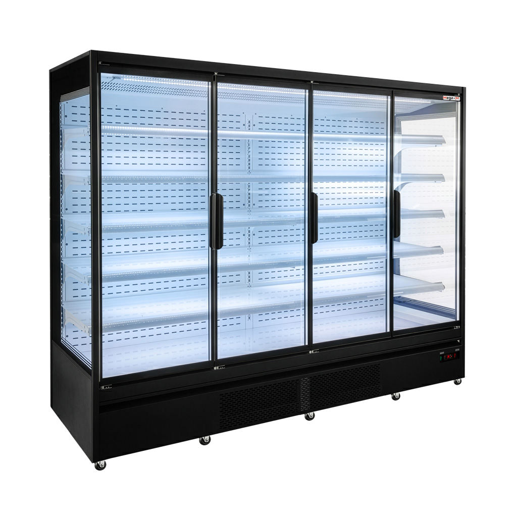 Mega-M Hugo Plus RU banco frigo verticale L 250 cm nero porte vetro
