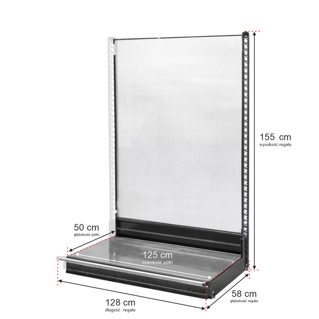 Wanzl scaffale negozio H155 L128 cm aggiuntivo policarbonato