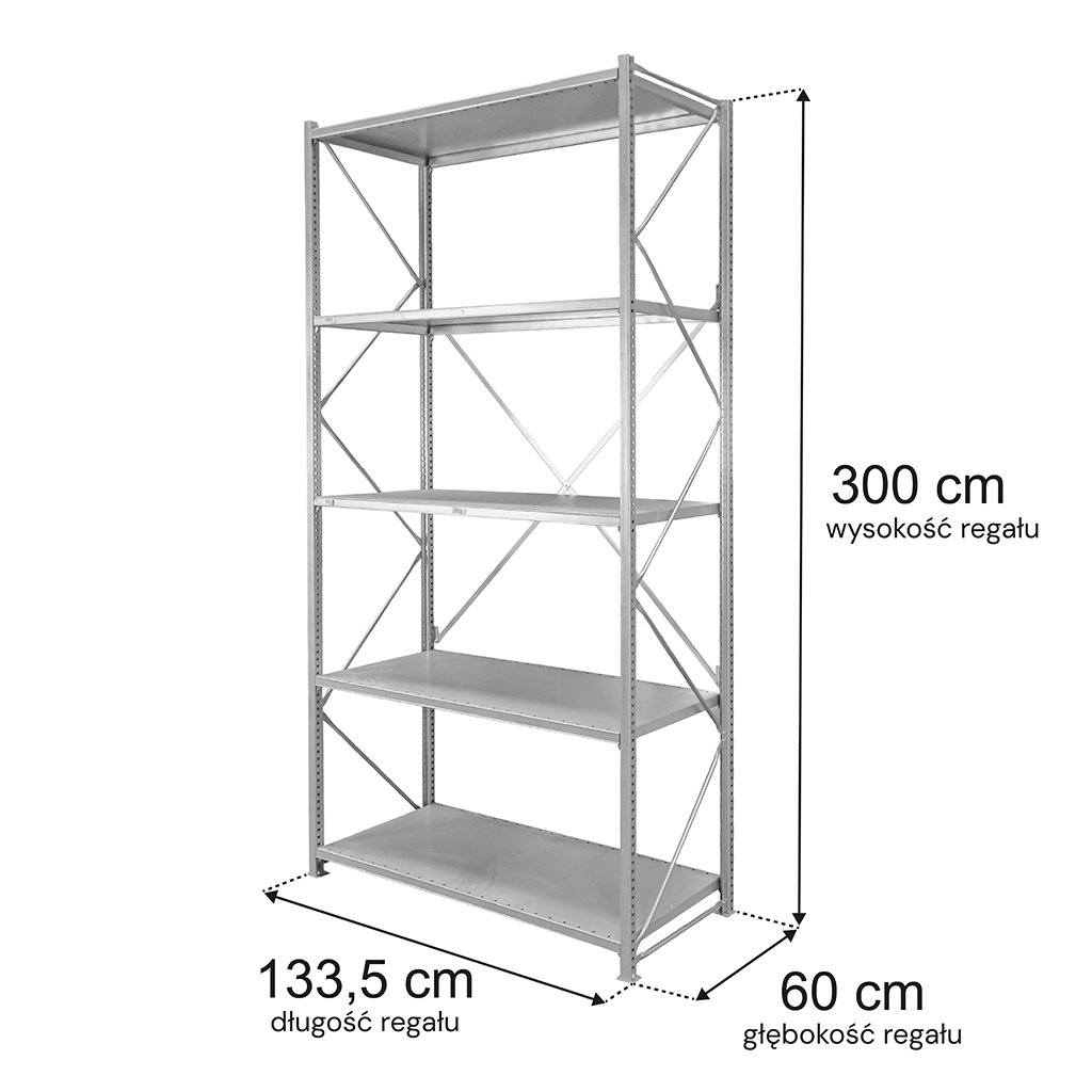 Stow Scaffale Magazzino 5 Ripiani 300x133,5x60 cm Base