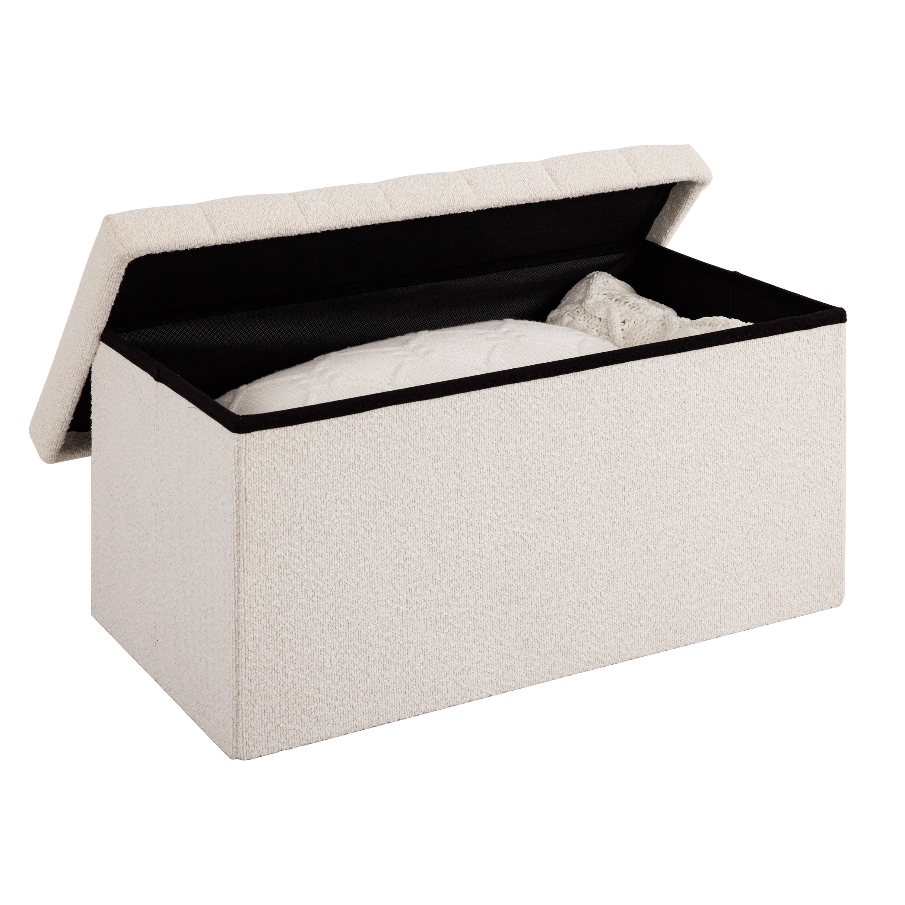 Seville Classics Baule Contenitore Bouclé Bianco 76 cm