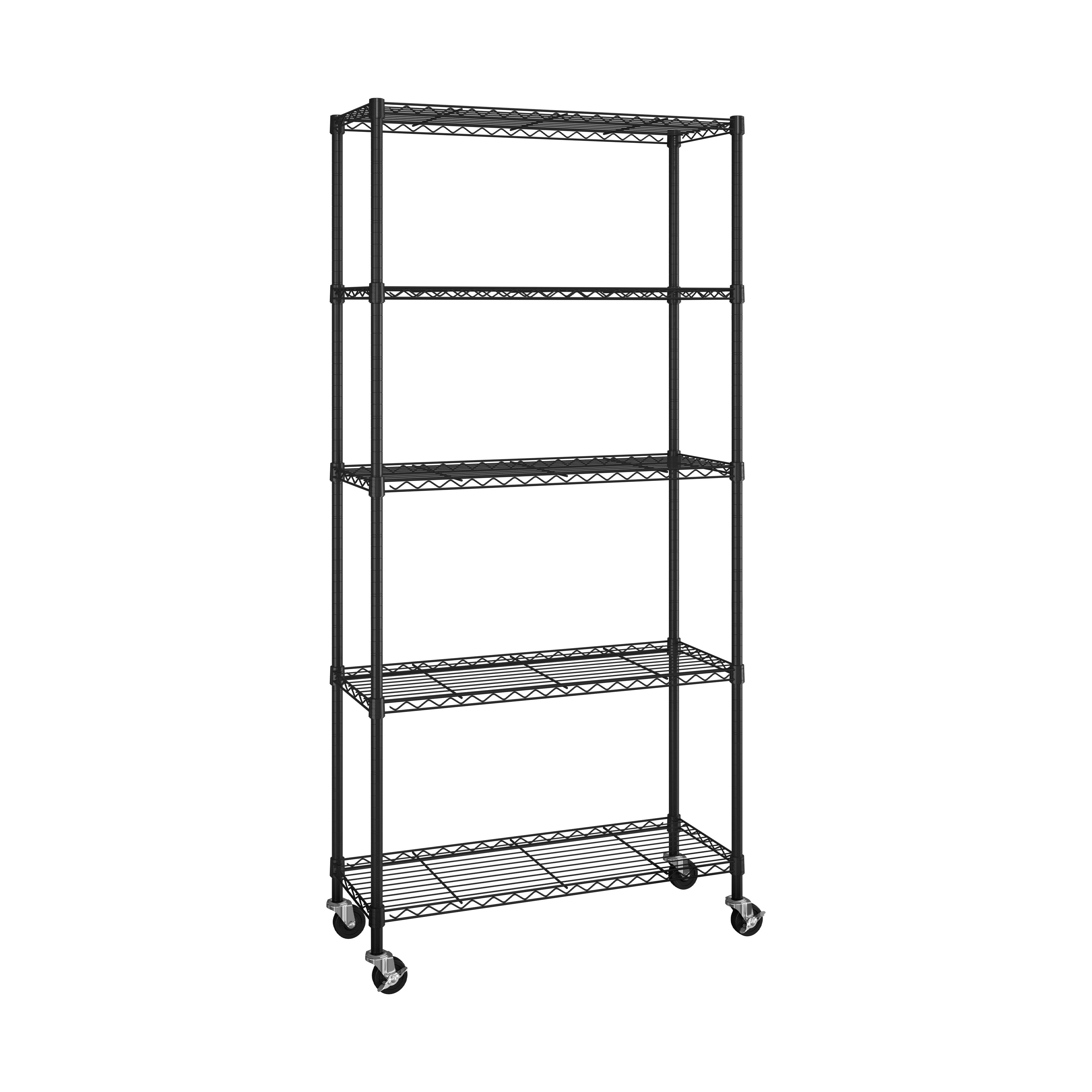 Seville Classics Scaffale Acciaio 5 Ripiani 91x36 cm Nero