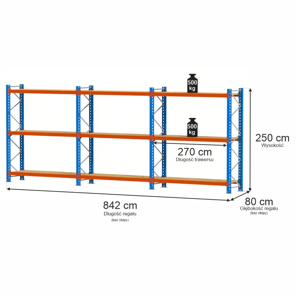 Mega-M XR scaffale magazzino 9 ripiani 250x842x80 500 kg