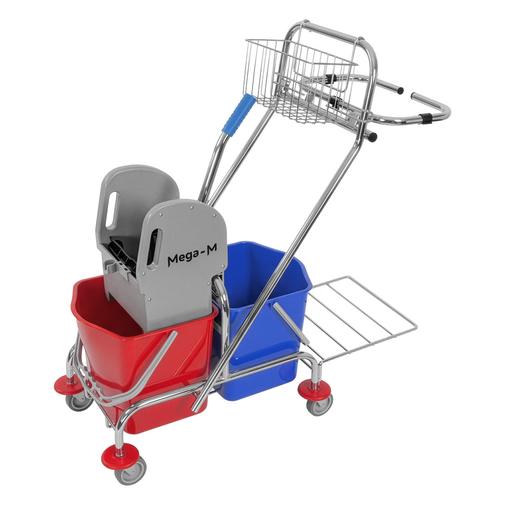 Mega-M carrello pulizie 2x17 L con strizzatore e cesto