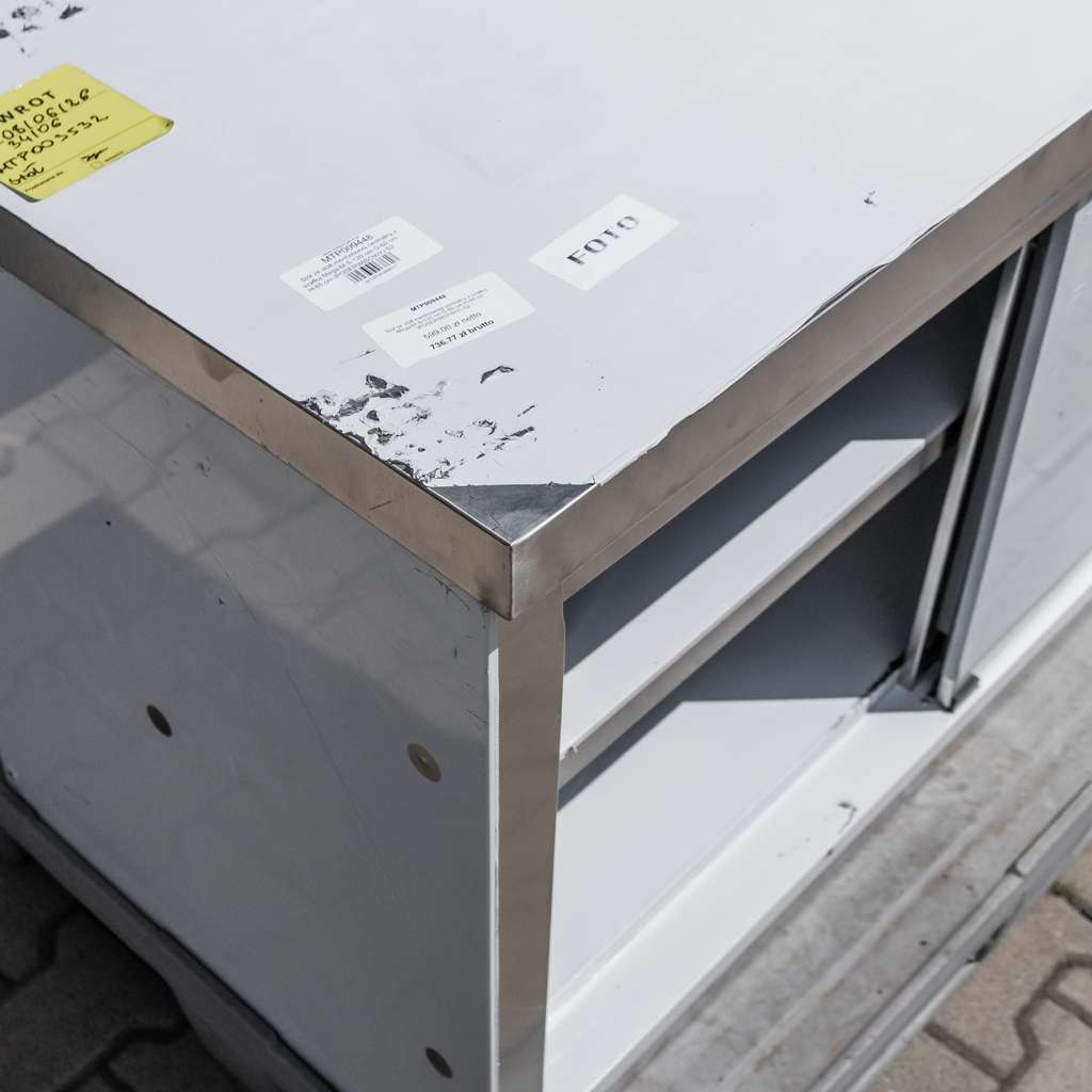 Mega-M tavolo inox 120x60x85 cm centrale con armadio revisionato