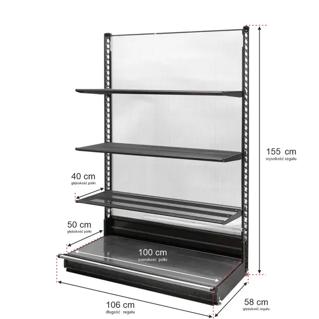 Wanzl scaffale negozio a parete 155x106 cm 3 ripiani base