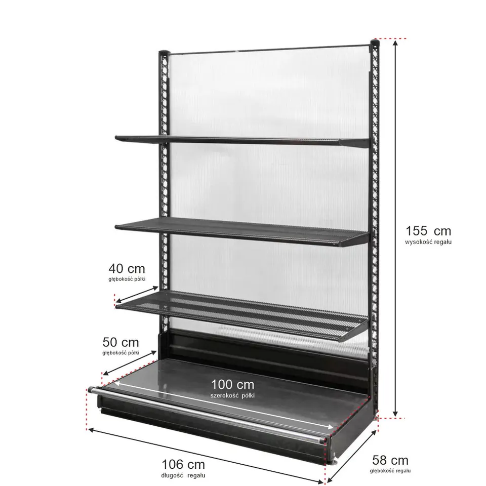 Wanzl scaffale negozio a parete 155x106 cm 3 ripiani base