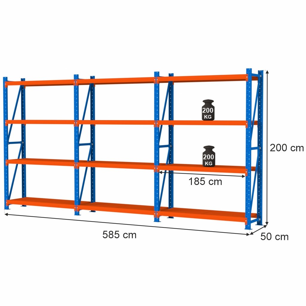 Mega-M Fortis Light 200x585x50 scaffale 12 ripiani 200 kg