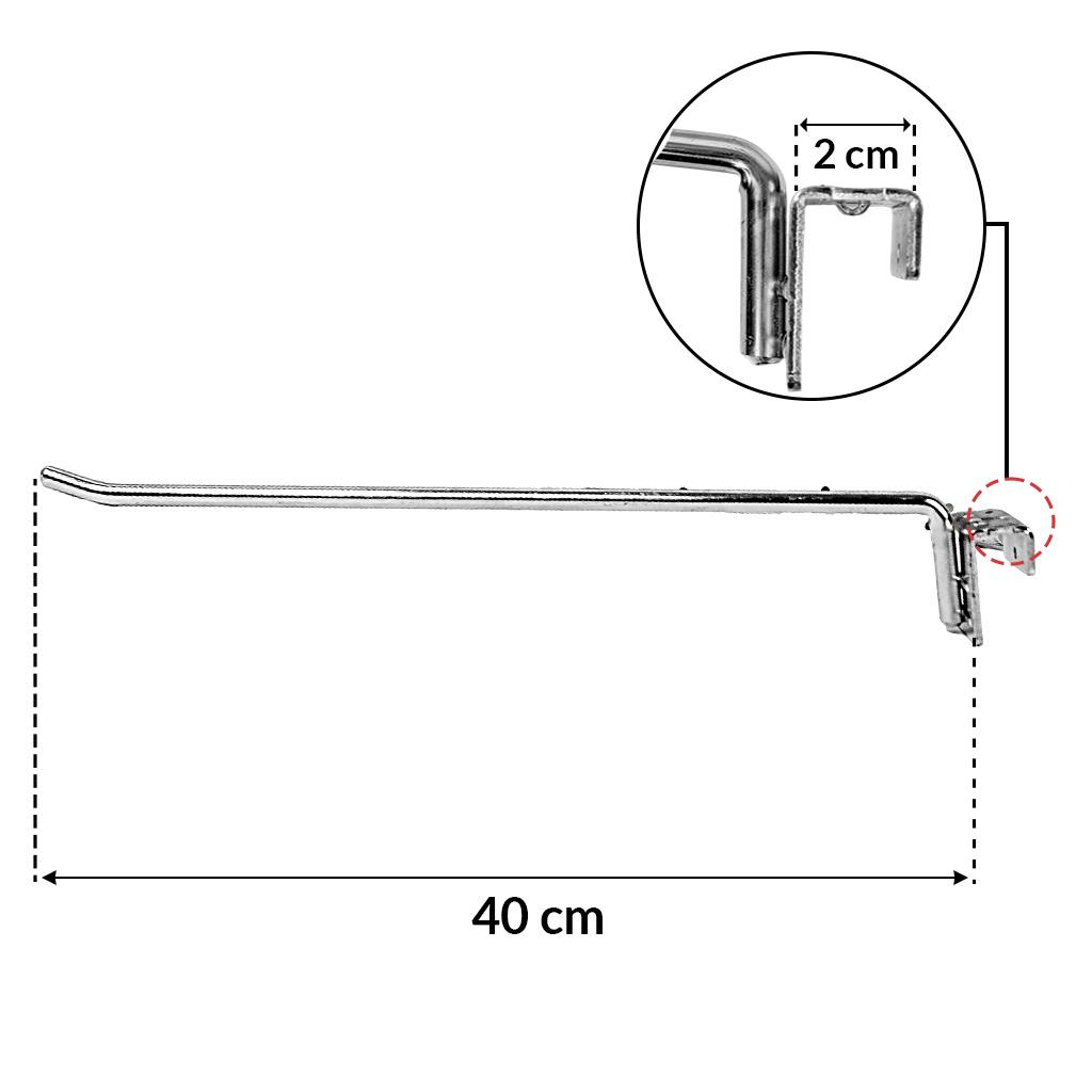 MegaMarket Gancio Singolo per Scaffale 40 cm Zincato