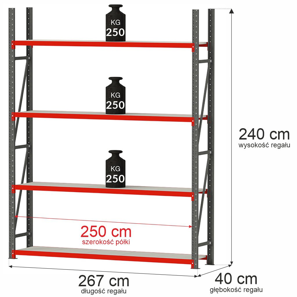 Mega-M Fortis H-240 L-267 scaffale magazzino 4 ripiani base