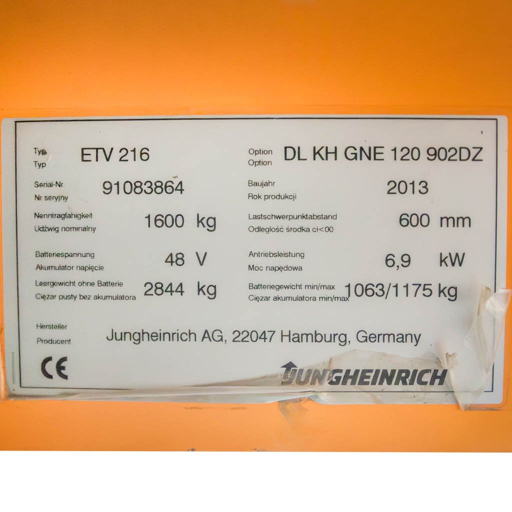 Jungheinrich ETV 216 carrello retrattile elettrico 1600 kg