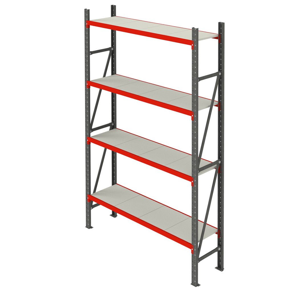 Mega-M Fortis scaffale metallo 4 ripiani 240x217x50 base