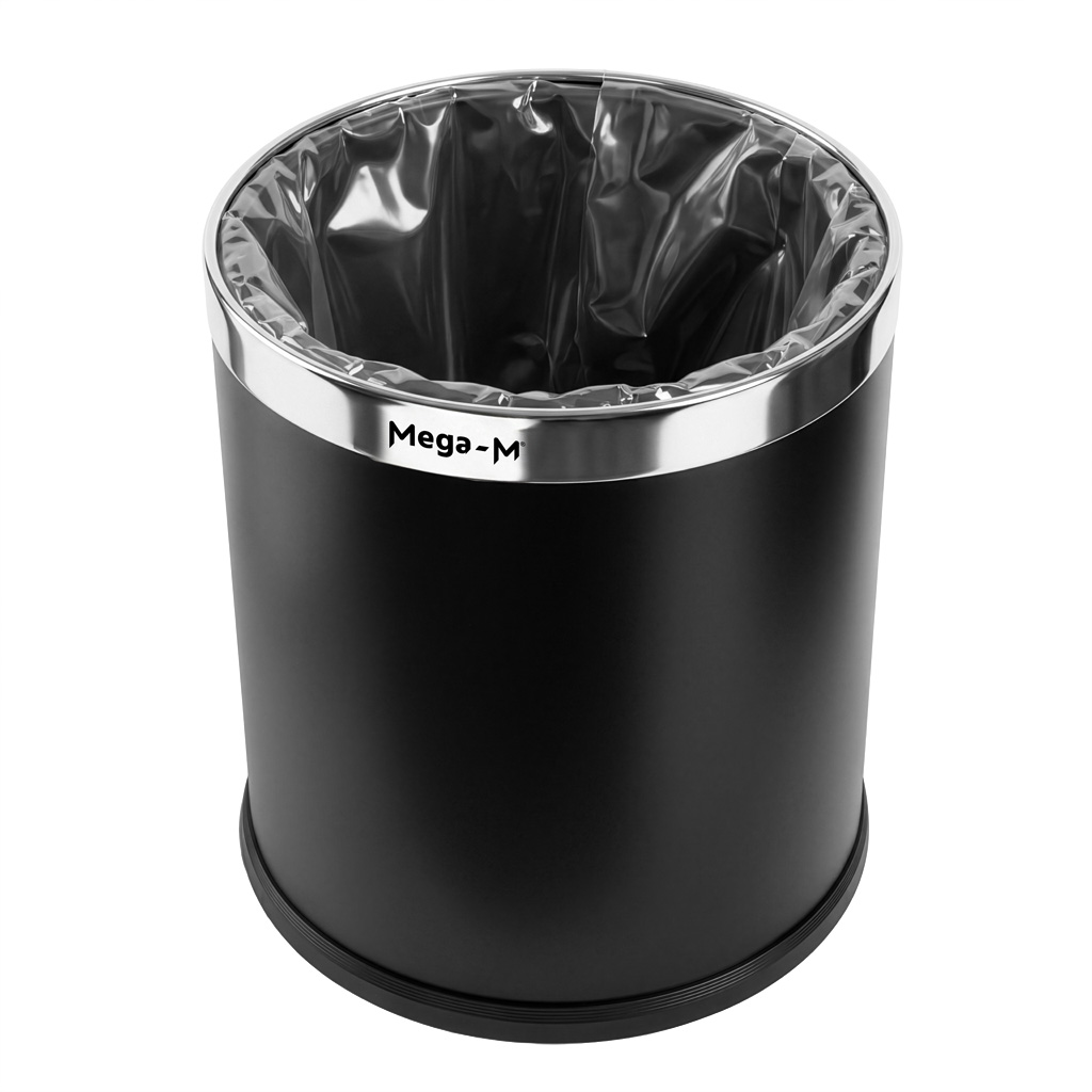 Mega-M Cestino Rifiuti Metallo Nero 10 L Aperto