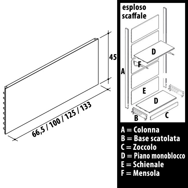 Agosistem Schienale liscio scaffale supermarket bianco