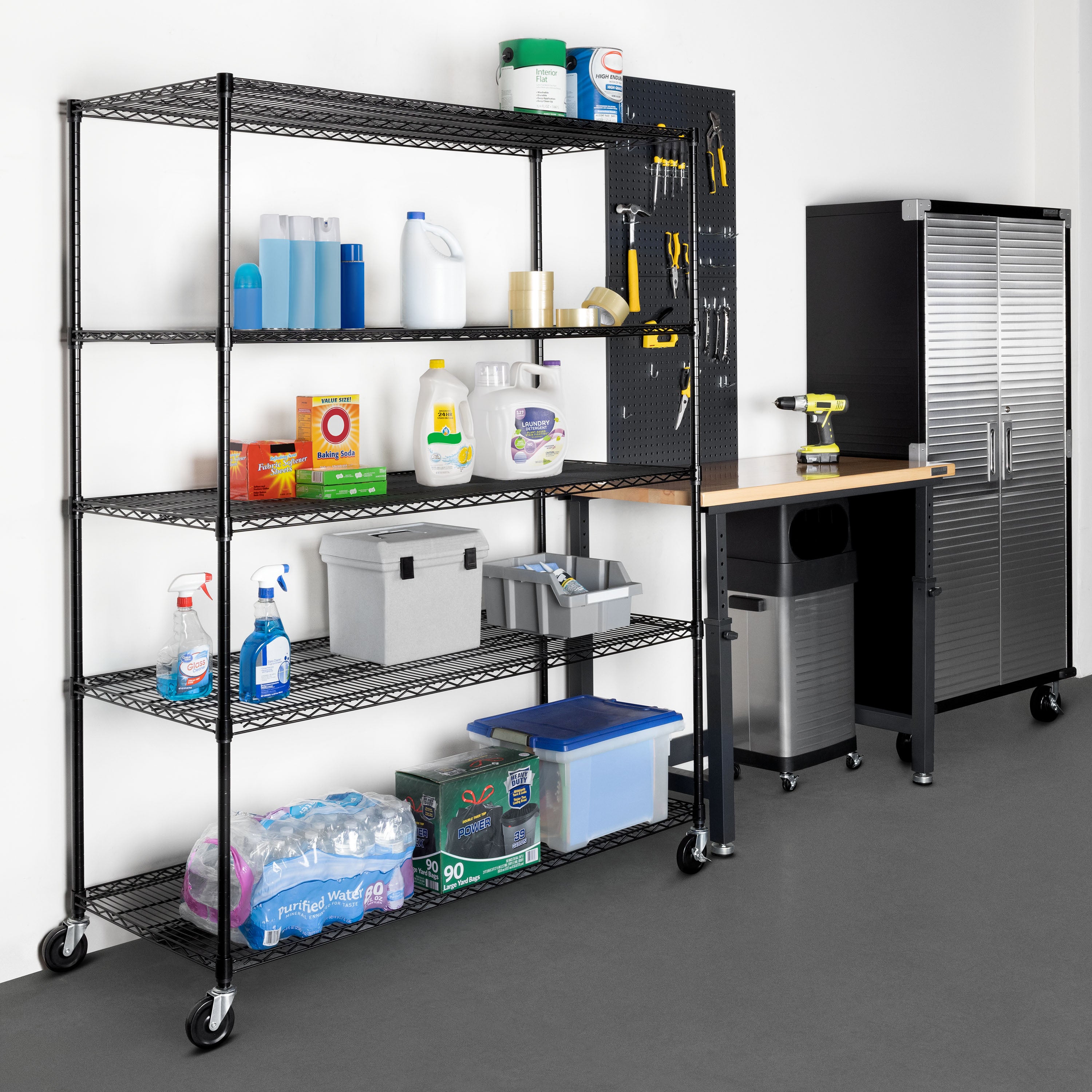 Seville Classics UltraDurable Scaffale Acciaio 5 Ripiani Nero