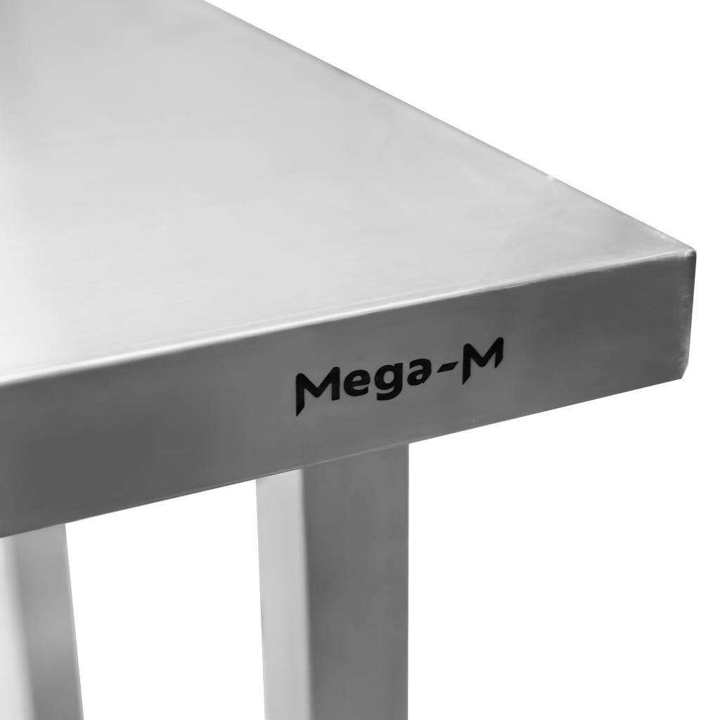 Mega-M Tavolo Inox 180x70x85 cm con Ripiano 6 Gambe
