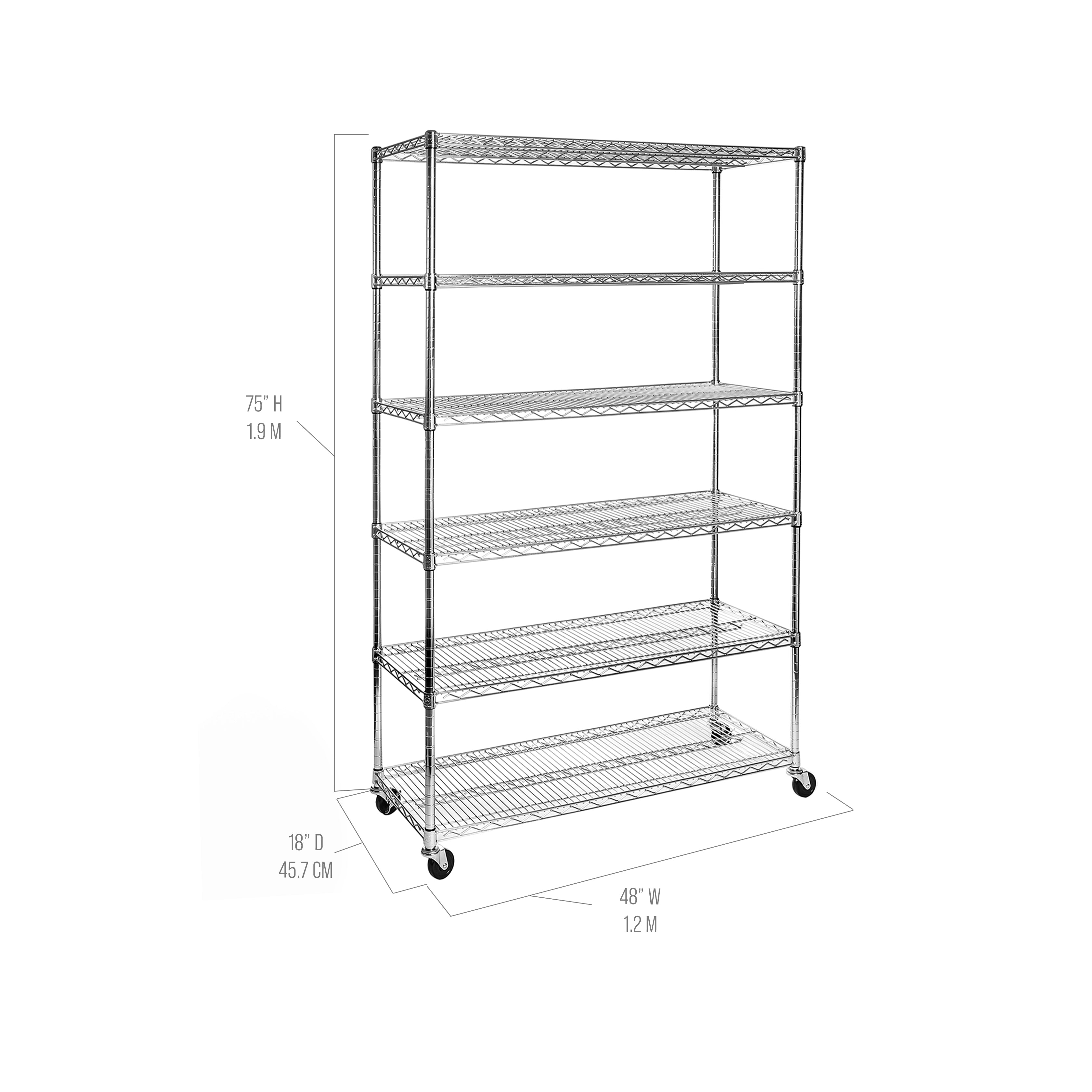 Seville Classics UltraDurable Scaffale Acciaio 6 Ripiani 122x46