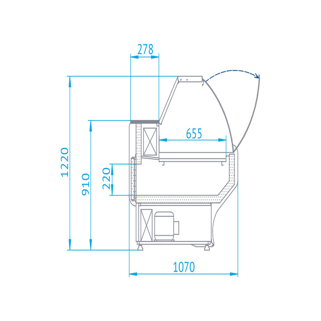 Rapa L-E1 80/107 banco frigo vetro curvo LED Plug-in carne