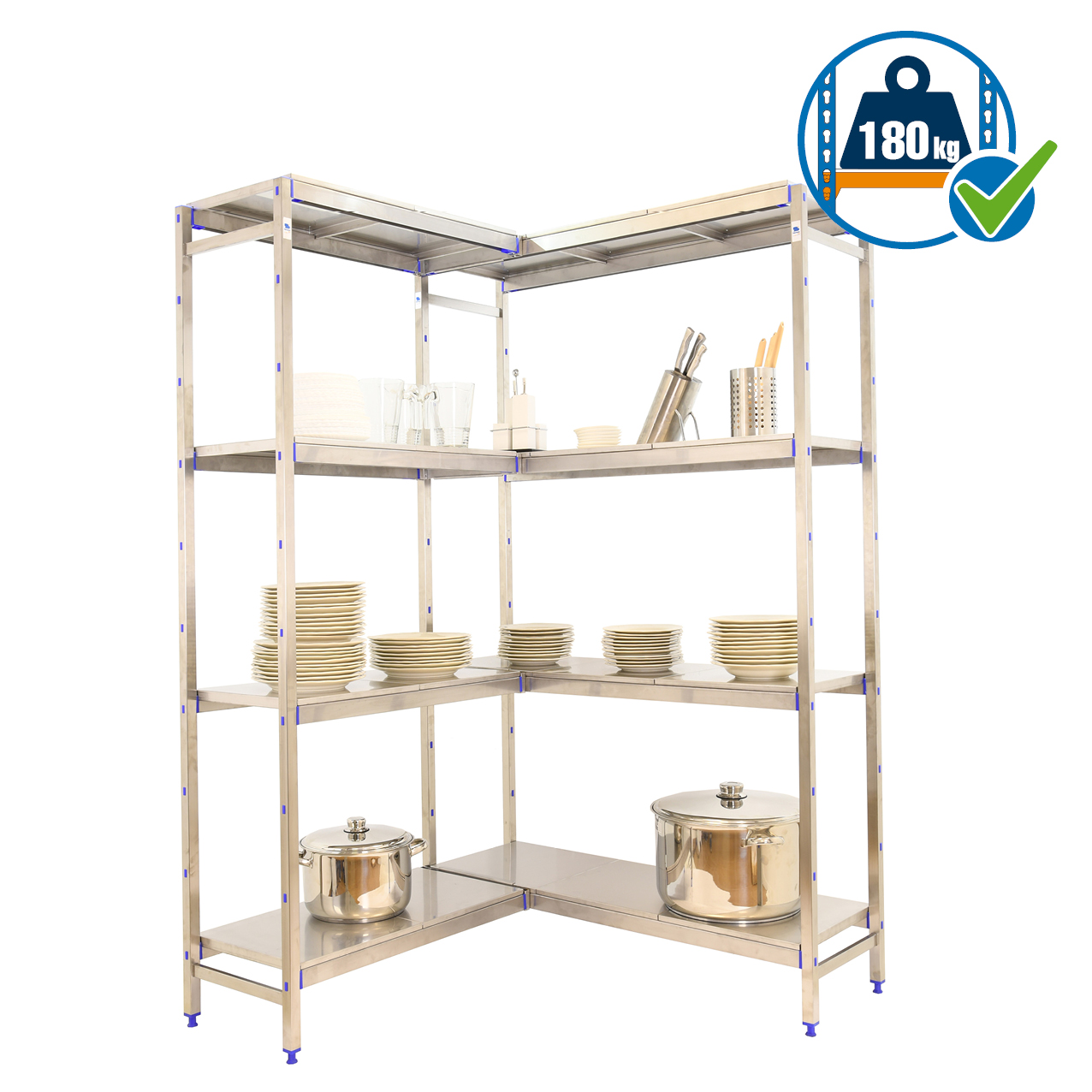 Simonrack SimonInox SS scaffale angolare 4 ripiani inox