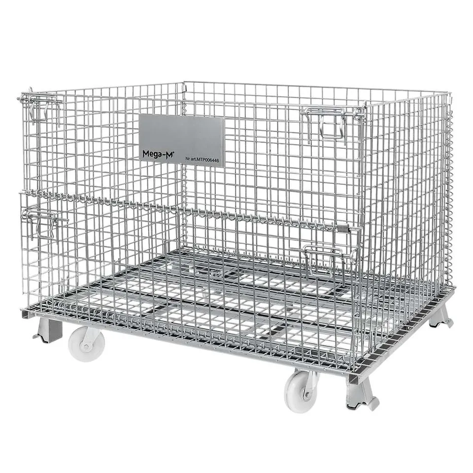 Mega-M Gitterbox Contenitore rete metallica 120x100x89 cm ruote 400 kg