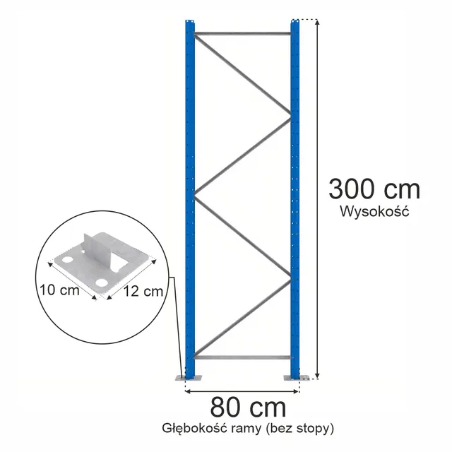 Mega-M XR telaio per portapallet H 300 x P 80 cm blu acciaio