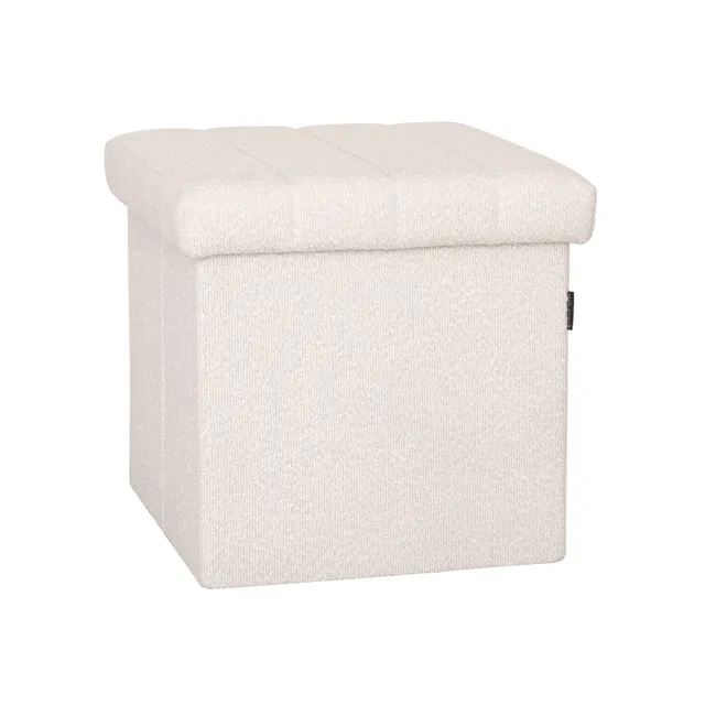 Seville Classics Pouf Contenitore Tondo Bianco Bouclé