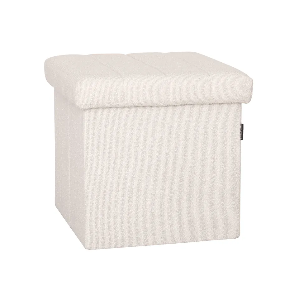 Seville Classics Pouf Contenitore Tondo Bianco Bouclé