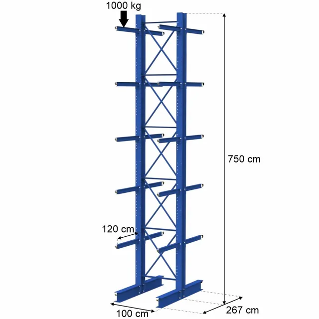 Stow scaffalatura cantilever bifronte H 750 cm 2 moduli 1000 kg