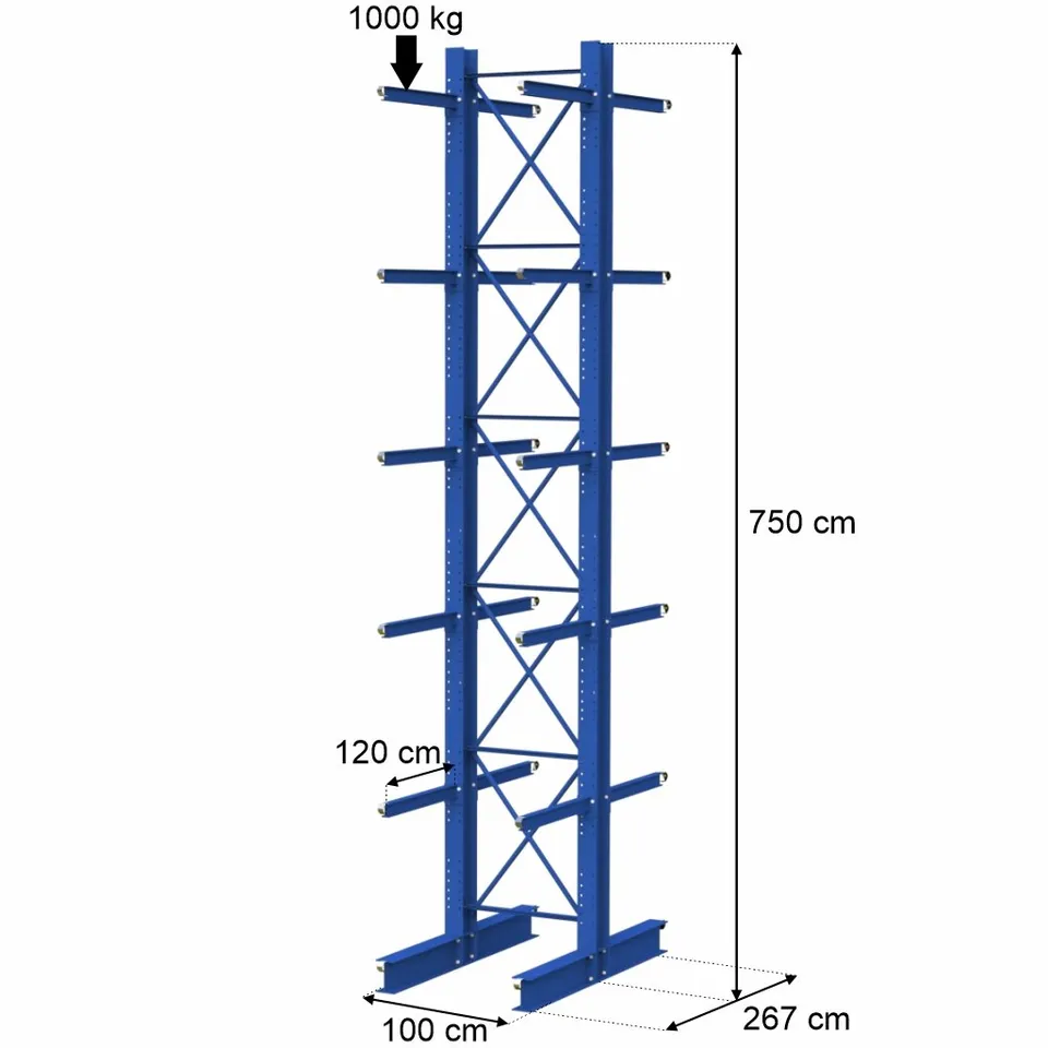 Stow scaffalatura cantilever bifronte H 750 cm 2 moduli 1000 kg